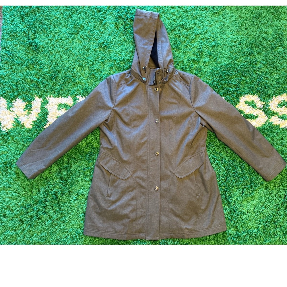 Kristen‎ Blake Softshell Jacket Womens XL Grey Excellent Fleece Hooded Parka